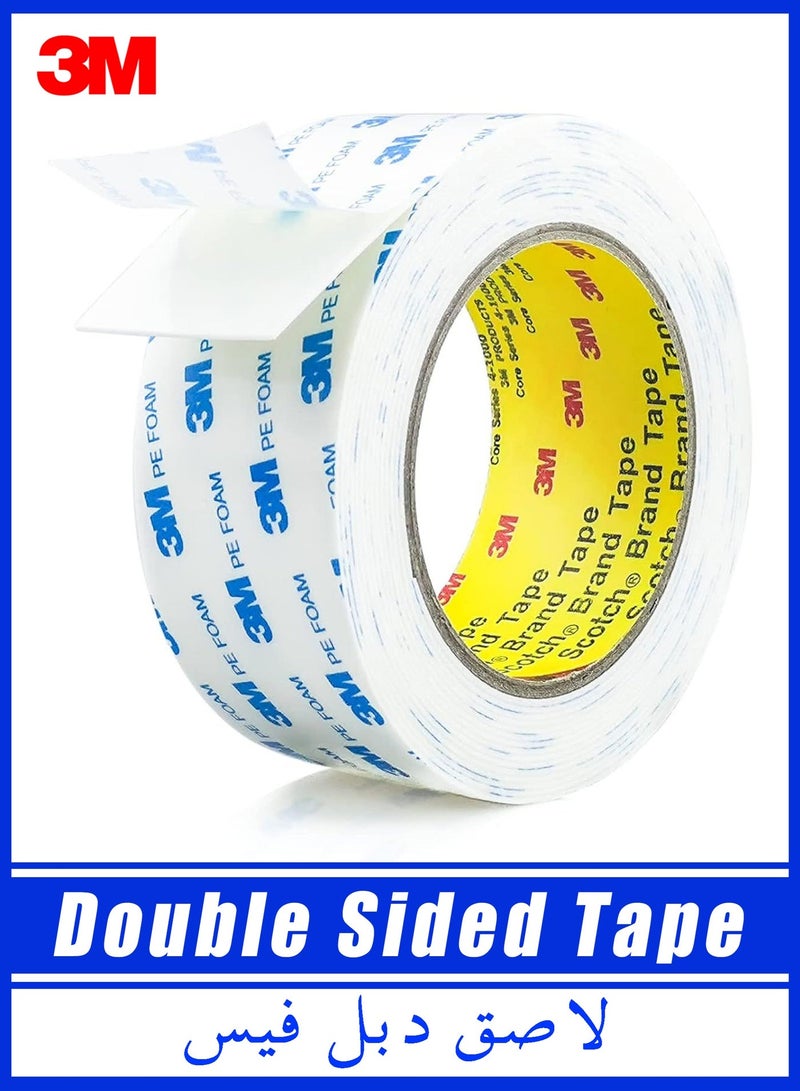 ثري ام شريط لاصق مزدوج الجوانب 5 سم * 3 م، شريط تثبيت شديد التحمل، شرائط من فوم البولي ايثيلين قابلة للازالة، شريط لاصق قوي مقاوم للماء ولا يسبب تلف للطلاء والحائط والصور والملصقات المعلقة - Image 1